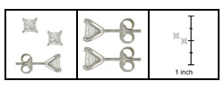 Platinum 3/4ct TDW Princess Diamond Stud Earring (H-I,SI2)