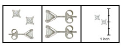 Platinum 1ct TDW Princess Diamond Stud Earring (G-H-I, SI1-SI2)