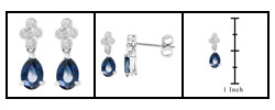 14k Gold Blue Sapphire Diamond Oval Drop Earrings