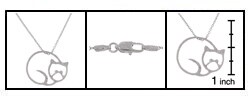 14k White Gold Cable Chain with Cat Charm