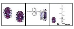 14k White Gold Created Alexandrite Stud Earrings