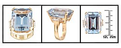 14k Yellow Gold Deco Style Aquamarine Ring