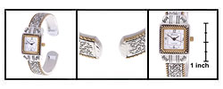 Geneva Platinum Women's Engraved Bangle Watch