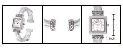 Geneva Silver Plated Square Dial Bangle Watch