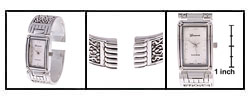 Geneva Platinum Silverplated Bangle Watch