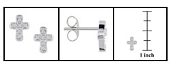 14k White Gold Diamond Cross Earrings
