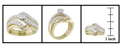 14k Yellow Gold 3/4 ct TDW Round Diamond Bridal Ring Set