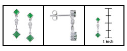 14k White Gold Diamond Emerald Earrings (Bulk Pack of 2)