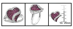 14-kt White Gold 1/6-ct Diamond and Ruby Heart Ring
