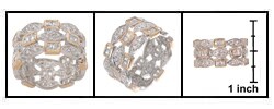 Sterling Silver/18-kt. Gold CZ Three-row Ring