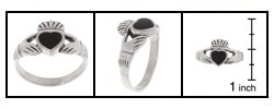 Sterling Silver Black Onyx Claddagh Ring