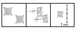 Sterling Silver Basket Invisible Set CZ Earrings