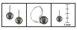 14k Gold Black Pearl and Diamond Earrings (8-9mm)