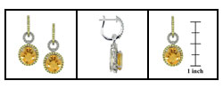 14k Gold 1/10ctw Diamond  Citrine and Yellow Sapphire Earrings
