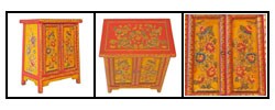 Antique Style Tibetan Yellow & Red Cabinet