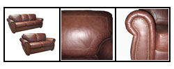Luxurious Brown Leather Sofa and Loveseat