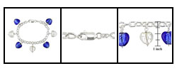 Sterling Silver Murano Glass Bead Charm Bracelet (Case of 12)