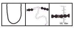 Sterling Silver Marcasite Faceted Black Onyx Beads Necklace