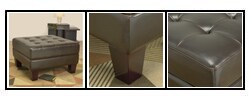 Leather Tufted Ottoman Dark Brown
