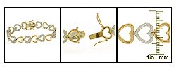 18-kt Gold over Sterling Silver Two-tone Heart CZ Bracelet