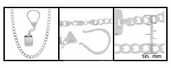 Sterling Silver 20-inch Curb Chain and Key Chain