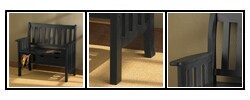 Black 3-drawer Country Bench