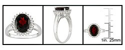 14k White Gold 1/5ct Diamond & Garnet Ring