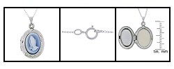 Sterling Silver Oval Praying Hands Locket