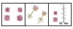 Gold Overlay Pink CZ Earring Set