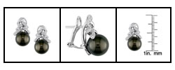 14k Gold 1/4ct TDW Diamond Cultured Black Pearl Earrings (11 mm)