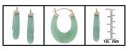 14k Gold Jade Horseshoe Hoop Earring