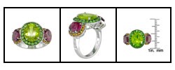 14k White Gold Diamond Multi Gemstone Ring