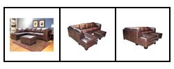 Chocolate Leather Sectional Sofa and Ottoman