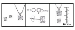 Silver Asscher CZ Earring & Pendant Set