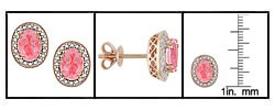 14k Pink Gold 1/5ctw Diamond Tourmaline Earrings