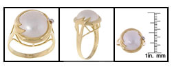 14k Gold Cultured Mabe Pearl Diamond Wave Ring