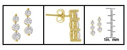 14k Yellow Gold Three-stone Moissanite Earrings