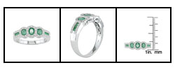 14k White Gold 1/4ctw Diamond Emerald Ring