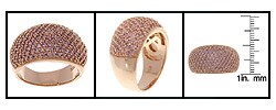 Pink Gold-tone Sterling Silver Pave Band CZ Ring