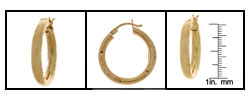 14k Yellow Gold Satin Hoop Earrings