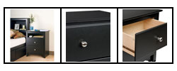 Broadway Black 2-drawer & Open Cubbie Nightstand