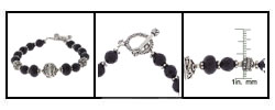 Sterling Silver Bali Bead Black Onyx Bracelet