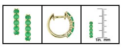 14k Yellow Gold Emerald Huggies Earrings