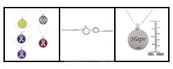 Sterling Silver Awareness Ribbon Necklace (5 Options)