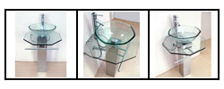 Pedestal Glass Sink with Stainless Steel Stand