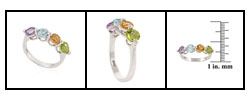 Sterling Silver 5-mm Multi Gemstone Ring