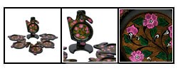 Handmade Rabbits & Flowers Lacquer Coasters (Set of 6)