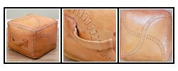 Handcrafted Leather Ottoman with Lacing (Peru)