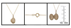 Gold Engraved Children's Locket with 13-inch Chain