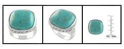 Sterling Silver Block Turquoise Filigree Ring